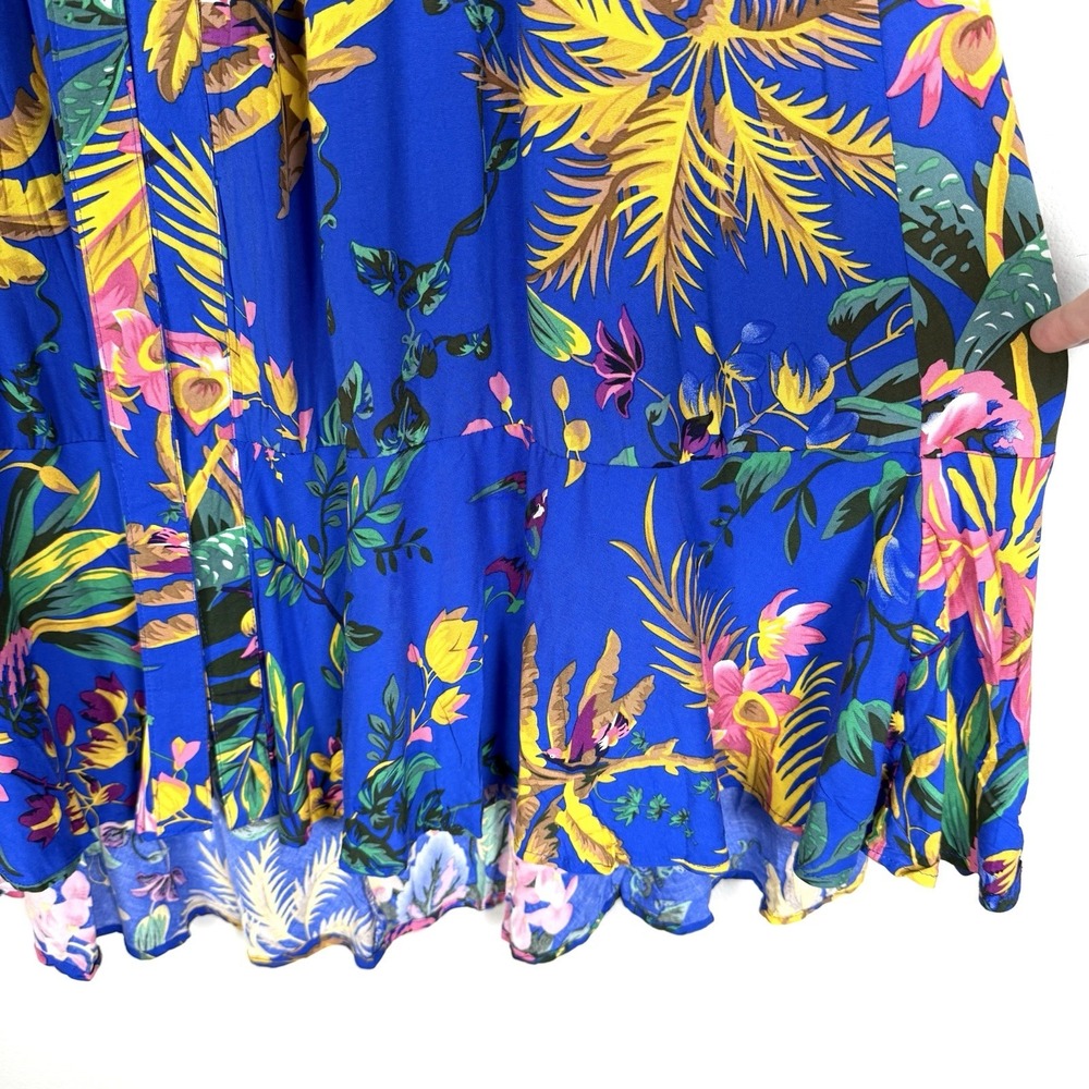 Floral Blue Maxi Skirt with Smocked Waist - Picture 4 of 12
